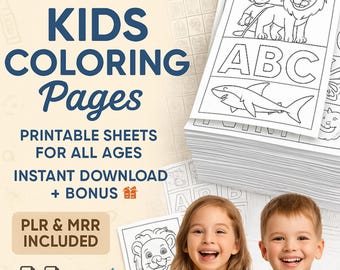 9700+ Printable Activity Sheets PLR MRR Kids Coloring Pages Mega Bundle Digital Download