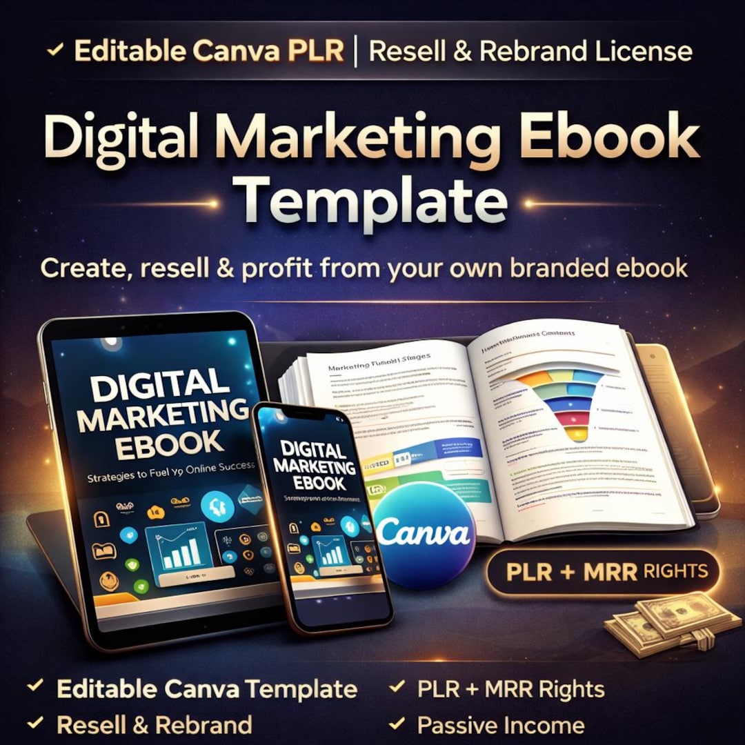 PLR MRR Editable Digital Marketing Ebook Template for Canva | Business ...
