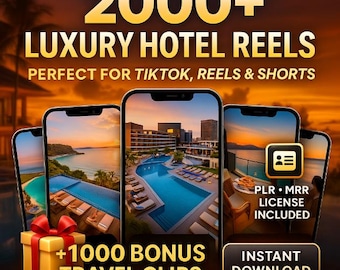 Paquete de viajes virales de más de 2000 Reels de hoteles de lujo Plr Mrr