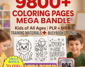 MEGA-Paket mit über 9800 Malvorlagen für Kinder: Lernmaterialien zum Ausdrucken (Digitaler Download)