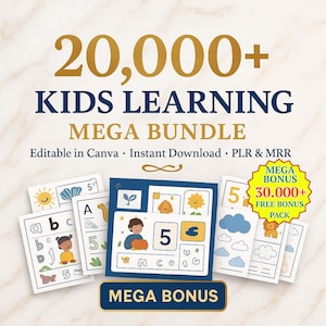 Bundel met 20.000 leerwerkbladen voor kinderen: van peuter tot kleuter (directe download)