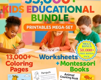 35,000+ PLR MRR Kids Educational Worksheet Bundle Pages Digital Download