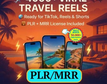 Paquete de carretes de viaje / Más de 4000 cortos virales de TikTok e Instagram / Derechos de reventa PLR MRR