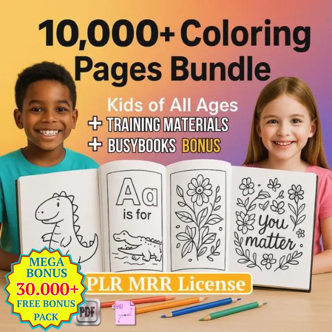 Kids Coloring Pages & Worksheets Bundle | 10000+ Educational Homeschool ...