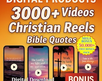 3000+ Christian Reels PLR MRR Resell Rights Bible Quotes Faith Videos Commercial Use Bundle