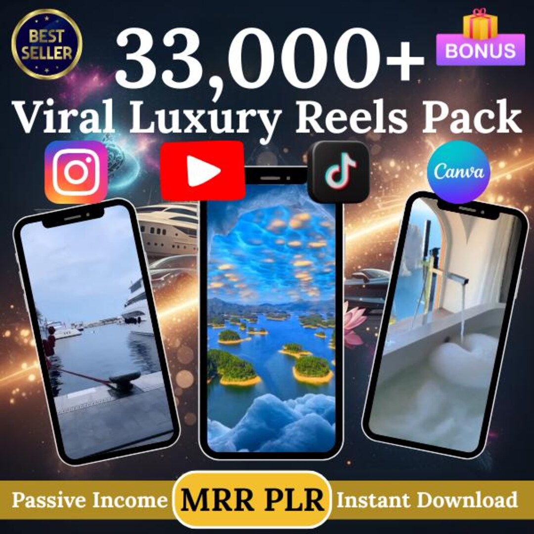 33,000+ Viral Faceless Luxury Reels Vault | PLR MRR Passive Income | Tiktok Instagram Youtube ...