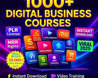 Paquete de más de 1000 cursos de negocios en línea, capacitación en video, biblioteca de productos digitales, PLR, MRR.