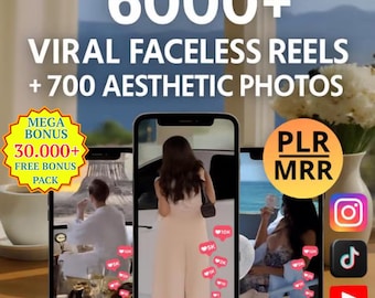6000+PLR Viral Faceless Reels Stock Photos Bundle | MRR Content Kit