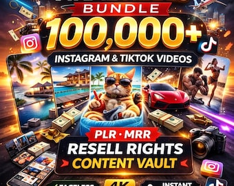 100K Viral TikTok Instagram Reels Bundle Faceless Video Content Creator Library PLR MRR