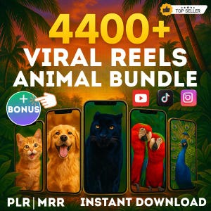Pacote com mais de 4.400 Pet Reels | Vídeos virais de animais sem rosto para TikTok e Instagram | MP4 editável | Licença de revenda PLR MRR | Download instantâneo