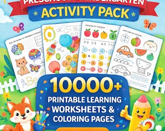 Preschool & Kindergarten Activity Pack | 10000+ Printable Learning Worksheets | Coloring Pages | PLR MRR
