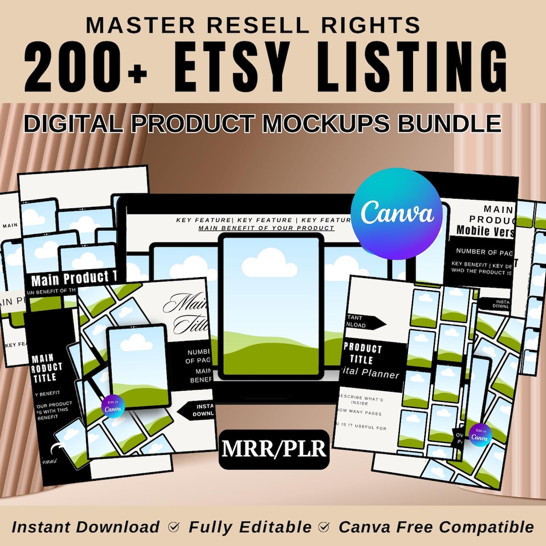 200+ Canva Mockups Bundle | Digital Product Templates (MRR PLR) - Etsy