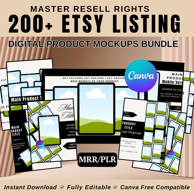 200+ Canva Mockups Bundle | Digital Product Templates (MRR PLR) - Etsy