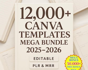 Templates Mega Bundle 2025 2026 Planners Journals Trackers | Digital Planner Templates | Budget Wedding Planner Set PLR MRR