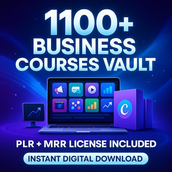 1100+ Business Courses Bundle Online Business Training Digital Products Library PLR MRR