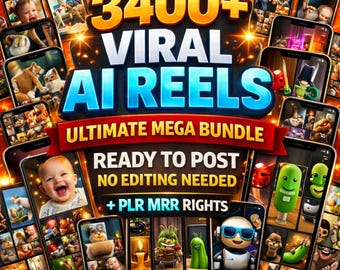 3400+ Viral AI Reels Bundle TikTok Instagram YouTube Shorts Ready To Post Faceless Content PLR MRR Resell Rights