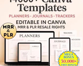 14000+ Canva Templates Mega Bundle | Planners, Journals, Trackers (PLR & MRR)