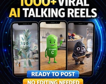 Plus de 1 000 bobines d'objets parlants viraux pour l'IA, ensemble de courts métrages YouTube TikTok Instagram prêts à publier du contenu sans visage DPP MRR Droits de revente