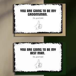 Modèle de carte de proposition modifiable pour homme d'honneur et garçon d'honneur, thème « Bonne conversation », carte de proposition personnalisable pour garçons d'honneur