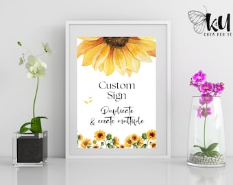 Editable Sunflower Baby Shower Custom Signs Template, Floral Yellow Sunflower Theme, Printable Customizable Baby Shower Sign Template