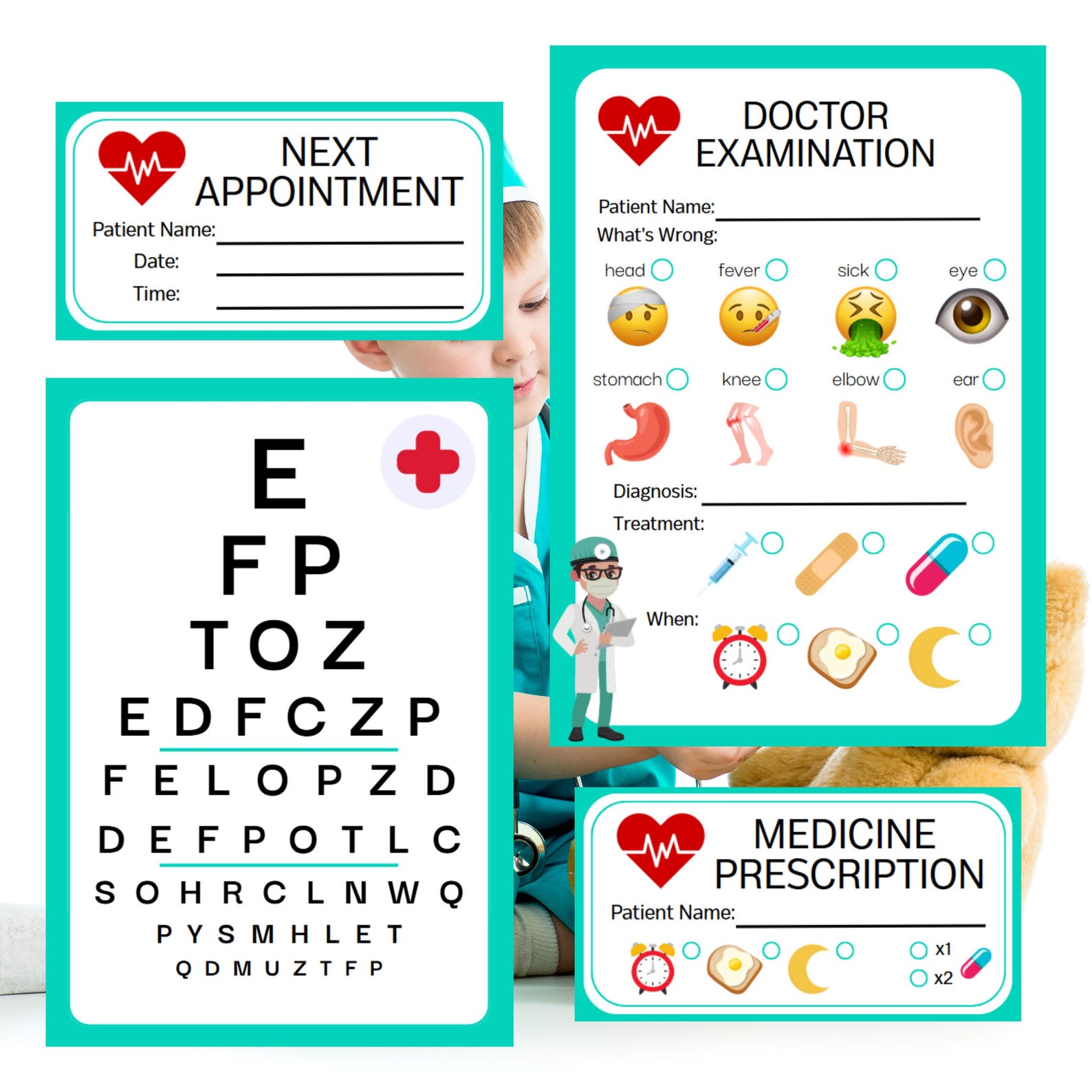 Doctor Set Printable Printable Doctor Pretend Play Set for Kids – 15 Page PDF – Doctor Role ...