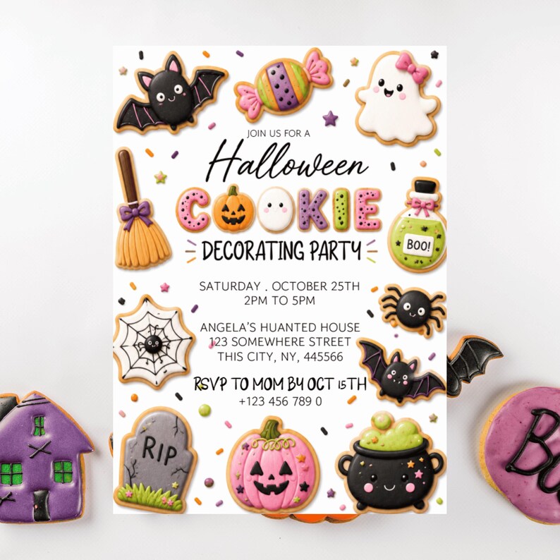 Cookie Decorating Party Invitation, Halloween Cookie Kit Invite