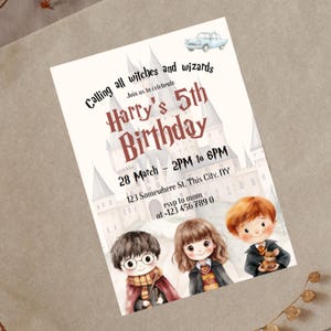 Wizard Birthday Invitation | Editable Magic School 5th Birthday Invite | Witch Party Theme | Magical Kids Party | Digital Template