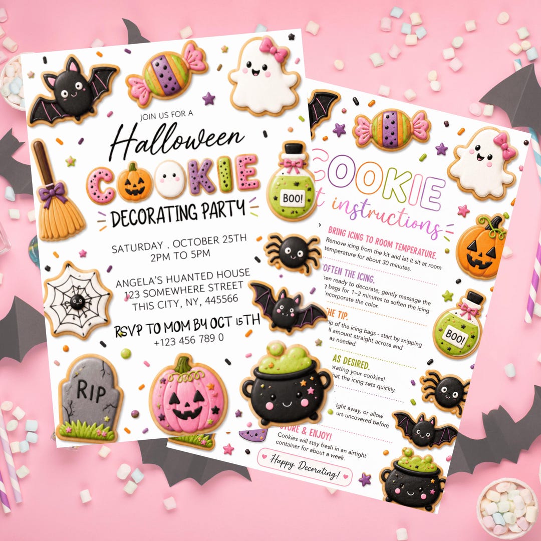 Cookie Decorating Party Invitation, Halloween Cookie Kit Invite