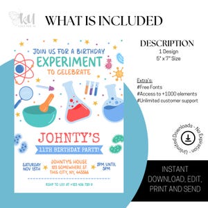 Boys Science Birthday Invitation | Lab Party Editable Template | STEM ...