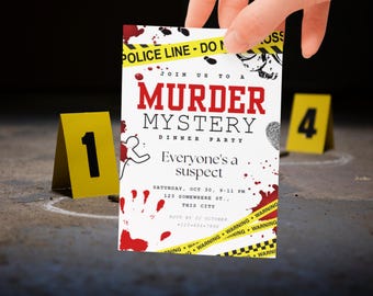 Murder Mystery Dinner Party Invitation | Crime Scene Themed Party | Editable Mystery Game Night Invite | Instant Download