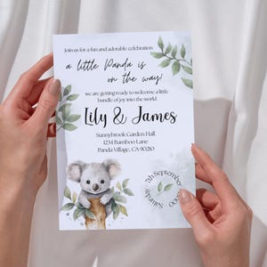 Panda babyshower uitnodiging bewerkbare Panda Bear babyshower uitnodiging We kunnen niet wachten Genderneutraal groen bamboe schattig afdrukbaar