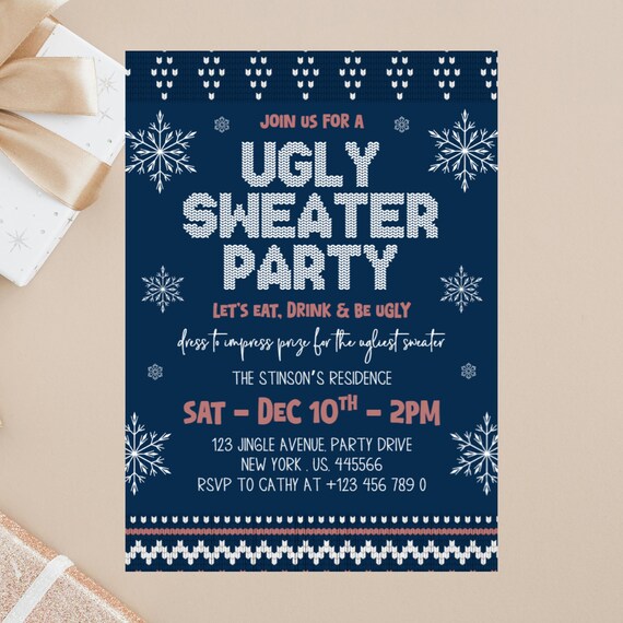 Ugly Sweater Party Invitation, Funny Christmas Invite, Knit Sweater Holiday  Party Template, Editable Winter Invite, Printable Xmas Card CP1 - Etsy  Israel