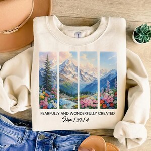 Fearfully and Wonderfully PNG, Wildflower Christian Png, Bible Verse Png, Brushstroke Png, Floral Christian Boho Png, Jesus, God, Faith