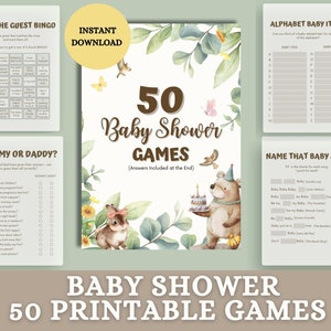 Baby Shower Game Bundle, Modern Baby Shower Games Pack, Minimalist Baby Shower Games, Instant Download, Printable Baby Shower Games
