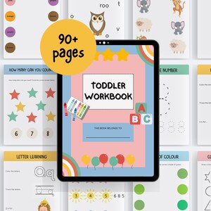 Toddler Learning Workbook | Printable Toddler Worksheets,  Counting Sheets, Tracing Pages, Alphabet, Shapes, Colors, Ages 2-5