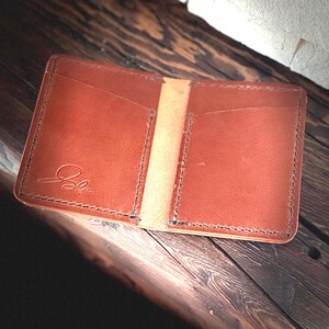 Cartera de cuero para hombre cosida a mano de curtido vegetal Cartera de cuero única hecha a mano cosida a mano