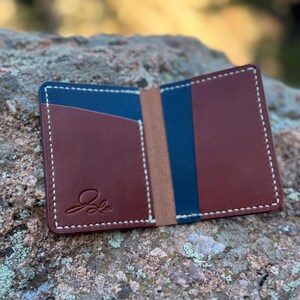 Cartera de cuero para hombre cosida a mano de curtido vegetal Cartera de cuero única hecha a mano cosida a mano