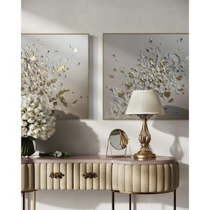 Gold Abstract Textured Painting: Modern Minimalist Wall Art