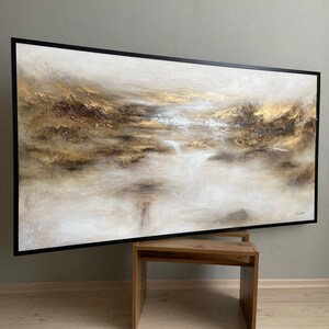 Beige Abstract Landscape Art, Large Minimalist Wall Art, Brown Abstract Painting Canvas, Neutral Texture Wall Art, Home Decor Art, Oil Art
