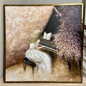 Piano Canvas Wall Art, Pianist Women Artwork, Piano Art, Art For Musicians, Original Art Work, Expressionist Artwork, Music Art