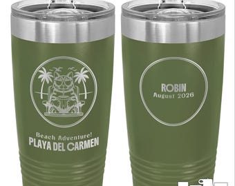 Playa del Carmen Tumbler, Personalized Beach Vacation Travel Cup