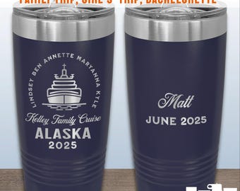 Personalized Laser Engraved Vacation Tumbler, Custom Group Keepsake Travel Cups, Drinkware for Cruise Vacation Travelers, Custom Travel Gift