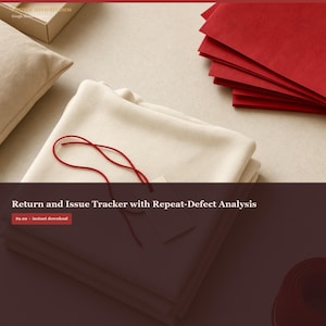 Return Tracker Google Sheets Template, Product Defect Analysis, Repeat Return Finder, Refund Cost & Aging Queue