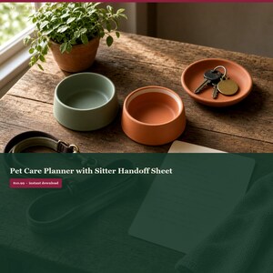 Pet Sitter Instructions Google Sheets, Pet Care Planner Timetable, Sitting Handoff Sheet, Dose Log, Collision Check