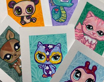 Original Hand Painted LPS Art | Whimsical Toy Portrait, Littlest Pet Shop