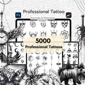 5000 tampons de tatouage professionnels Procreate, pinceaux de tatouage de dessin au trait Procreate, pinceaux de tatouage Photoshop, ensemble de pinceaux de tatouage pour artistes