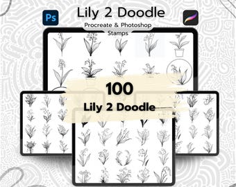 100 Lily of the Valley Doodle Procreate Stamps, Procreate Lily of the Valley Stamps, Photoshop Lily of the Valley Brushes