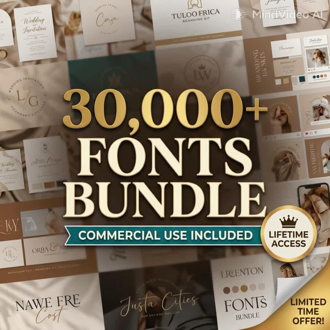 Compatible Font 30,000+ Fonts Bundle, Commercial Use, Canva & Cricut Compatible ...
