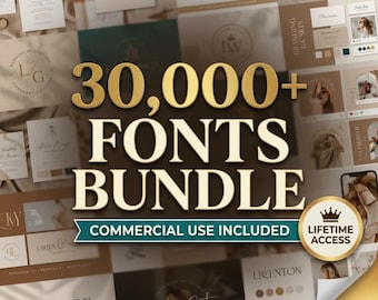 30,000+ Fonts Bundle, Commercial Use, Canva & Cricut Compatible (Digital Download