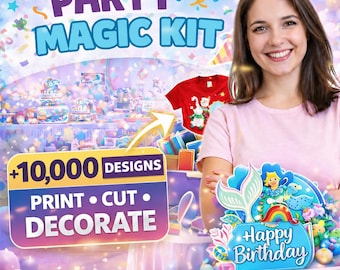 Mega Party Kit Bundle: 10000+ Editable Canva Templates, Kids Birthday Decorations, DIY Party Favors, Chip Bag, Invitation, Instant Download